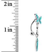 Load image into Gallery viewer, Top Mount Aqua Gem Dragonfly Belly Ring