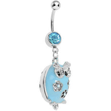 Load image into Gallery viewer, Pretty Blue Whimsical Owl Belly Ring