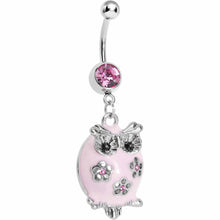 将图片加载到图库查看器,Pretty Pink Whimsical Owl Belly Ring
