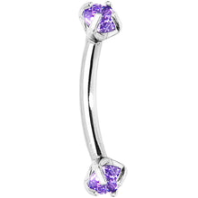 将图片加载到图库查看器,Tanzanite Purple Prong Set Gem Internally Threaded Eyebrow Ring