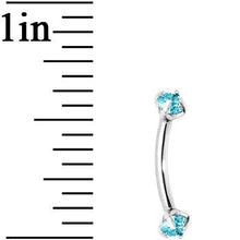 Load image into Gallery viewer, Aqua Prong Set Gem Internally Threaded Eyebrow Ring