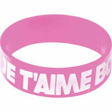Load image into Gallery viewer, Pink White Jet'aime Boobies Awareness for Breast Cancer Bracelet