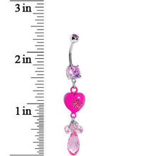 将图片加载到图库查看器,Pink Gem Teardrop Heart Dangle Belly Ring