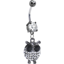 将图片加载到图库查看器,Clear Gem Paved Owl Dangle Belly Ring