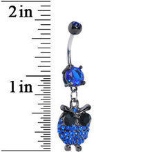 将图片加载到图库查看器,Blue Gem Paved Owl Dangle Belly Ring