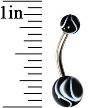 将图片加载到图库查看器,Grade 23 Solid Titanium Black White Acrylic Swirl Belly Ring