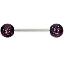 Load image into Gallery viewer, Grade 23 Solid Titanium Black Glitter Acrylic Barbell Tongue Ring