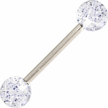 Load image into Gallery viewer, Grade 23 Solid Titanium Clear Glitter Acrylic Barbell Tongue Ring