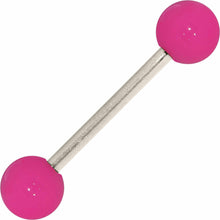 Load image into Gallery viewer, Grade 23 Solid Titanium Flat Pink Acrylic Barbell Tongue Ring