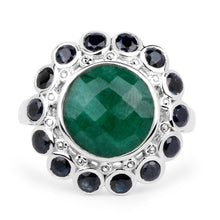Load image into Gallery viewer, 6.88 Carat Dyed Emerald & Blue Sapphire .925 Sterling Silver Ring