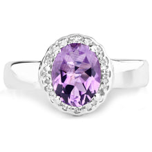 Load image into Gallery viewer, 1.68 Carat Genuine Amethyst and White Topaz .925 Sterling Silver Ring