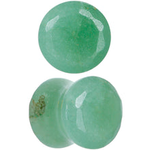 Load image into Gallery viewer, 00G Green Aventurine Natural Stone Faceted Saddle Plug Set