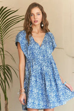 Load image into Gallery viewer, New Summer Printed V-Neck Ruffle Sleeve Mini Dress For Summer – Feminine Floral Print Dress, Stylish, Fashionable, Flirty & Fun