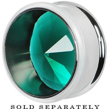 Load image into Gallery viewer, 1 inch Blue Zircon Stainless Steel Pressed Fit Gem Tunnel