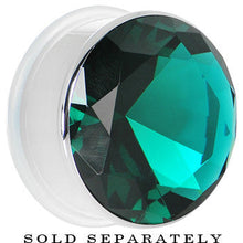 Load image into Gallery viewer, 1 inch Blue Zircon Stainless Steel Pressed Fit Gem Tunnel