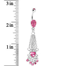 Load image into Gallery viewer, Pink Gem Queen Heart Chain Dangle Belly Ring