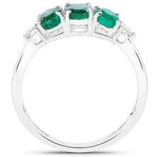 Load image into Gallery viewer, 1.14 Carat Genuine Zambian Emerald and White Diamond 14K White Gold Ring