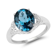 Load image into Gallery viewer, 4.26 Carat Genuine London Blue Topaz & White Topaz .925 Sterling Silver Ring