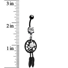 Load image into Gallery viewer, Crystalline Gem Black Dreamcatcher Belly Ring