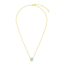 Load image into Gallery viewer, 14k Yellow Gold 17 inch Necklace with Cushion Blue Topaz