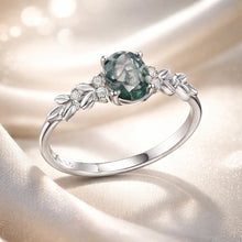 Load image into Gallery viewer, 925 Sterling Silver Agate and CZ Pendant Ring Size 6 for Women
