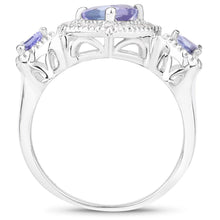 Load image into Gallery viewer, 1.09 Carat Genuine Tanzanite and White Diamond .925 Sterling Silver Ring