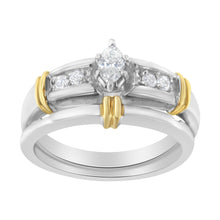 Load image into Gallery viewer, 14K Yellow and White Gold 1/3 Cttw Marquise Diamond Cocktail Engagement Ring Set (H-I Color, SI1-SI2 Clarity) - Size 7