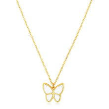 将图片加载到图库查看器,14k Yellow Gold High Polish Butterfly Peral Paste Necklace