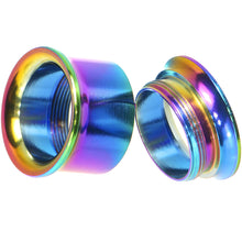 将图片加载到图库查看器,1 inch Rainbow Titanium Double Flare Internally Threaded Tunnel