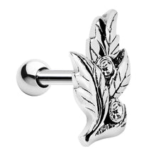 Load image into Gallery viewer, Silver 925 Clear Gem Leaf Cartilage Tragus Earring