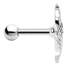 Load image into Gallery viewer, Silver 925 Clear Gem Leaf Cartilage Tragus Earring