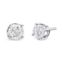Load image into Gallery viewer, 14K White Gold 3/4 Cttw Lab Grown Diamond 4-Prong Classic Stud Earrings (F-G Color, VS2-SI1 Clarity)