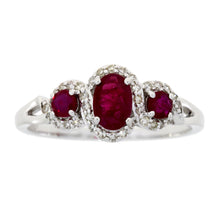 将图片加载到图库查看器,1.04ct Ruby Diamond 3 Stone Ring 14KT White Gold