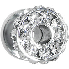 Load image into Gallery viewer, 4G Clear Gem Stainless Steel Double Bling Screw Fit Tunnel Plug