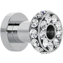 Load image into Gallery viewer, 4G Clear Gem Stainless Steel Double Bling Screw Fit Tunnel Plug