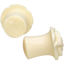 Load image into Gallery viewer, 0G Organic White Crocodile Wood Rose Flower Hand Carved Plug Set
