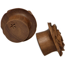 Load image into Gallery viewer, 7/8 Organic Sabo Wood Rose Flower Hand Carved Plug Set