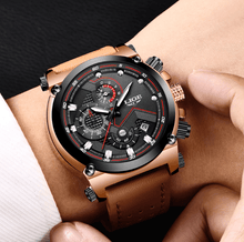 将图片加载到图库查看器,Men's Waterproof Modern Watch With Leather Belts, Stainless Steel Case Excellent Look Perfect Gift