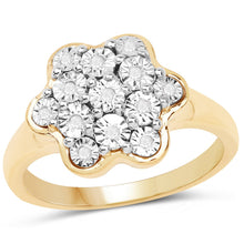 Load image into Gallery viewer, 14K Yellow Gold Plated 0.07 Carat Genuine White Diamond .925 Sterling Silver Ring