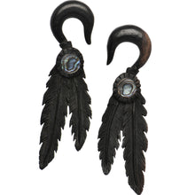 Load image into Gallery viewer, 0G Organic Areng Wood Spirit Feathers Hanger Plug Set