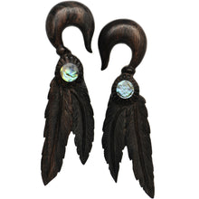 将图片加载到图库查看器,7/16 Organic Areng Wood Spirit Feathers Hanger Plug Set