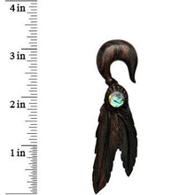 将图片加载到图库查看器,7/16 Organic Areng Wood Spirit Feathers Hanger Plug Set