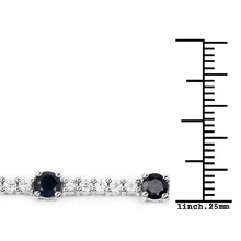 Load image into Gallery viewer, 6.21 Carat Genuine Blue Sapphire and White Zircon .925 Sterling Silver Bracelet