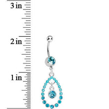 Load image into Gallery viewer, Blue Gem Faux Pearl Teardrop Dangle Belly Ring