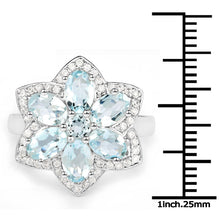 Load image into Gallery viewer, 2.88 Carat Genuine Aquamarine .925 Sterling Silver Ring