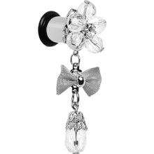 Load image into Gallery viewer, Steel Clear Flower Mesh Bow Dangle Plug Sizes 5mm to 12mm