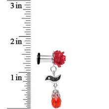 Load image into Gallery viewer, 4G Steel Red Rose Flower Songbird Dangle Plug