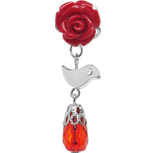 Load image into Gallery viewer, 4G Steel Red Rose Flower Songbird Dangle Plug