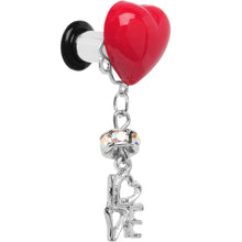 Load image into Gallery viewer, Steel Red Heart Love Dangle Plug Sizes 5mm to 12mm