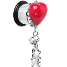 Load image into Gallery viewer, Steel Red Heart Love Dangle Plug Sizes 5mm to 12mm
